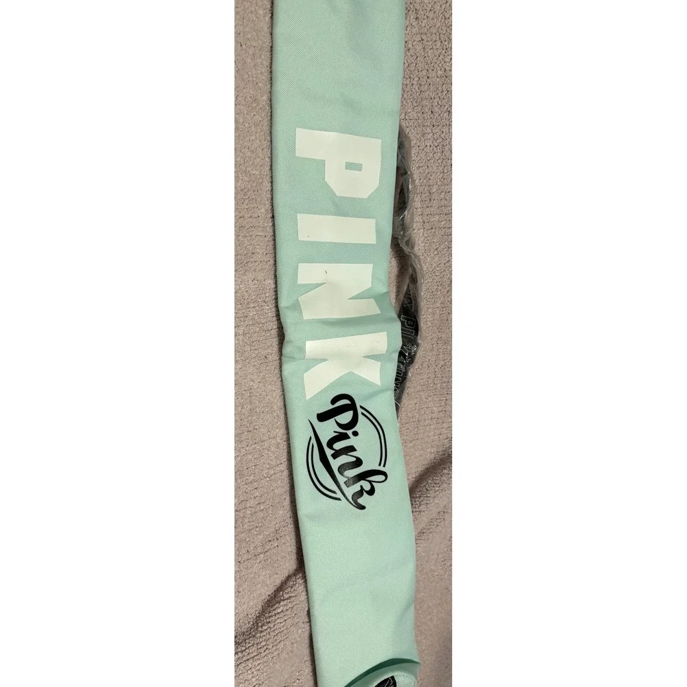 Victorias Secret PINK Mint Green Insulated Tube Can Cooler Bag with Logo Strap